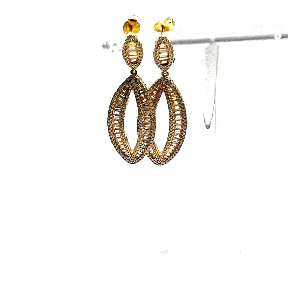 ANNA ZUCKERMAN GOLD STERLING SILVER 925 OLIVIA 41 DW CRYSTALLINE DROP EARRINGS - Picture 2 of 3